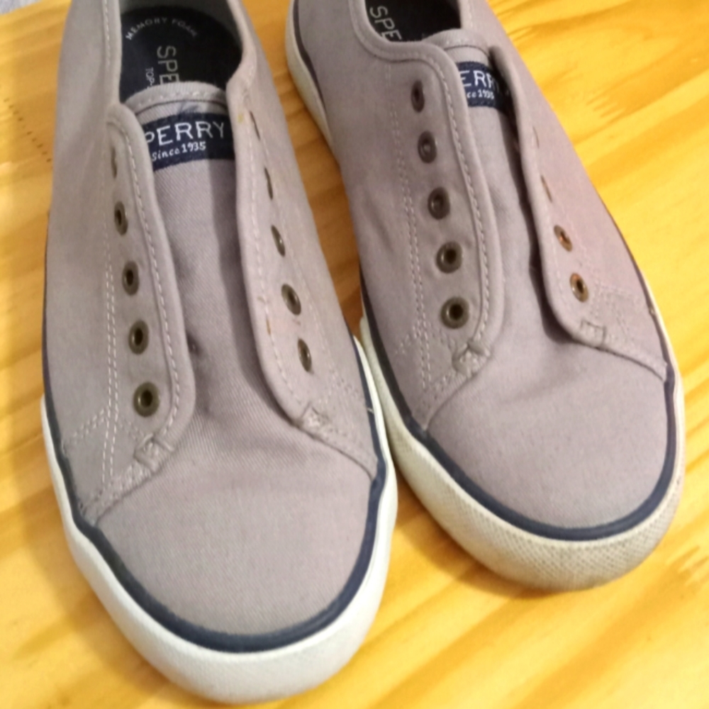 Women's Gray Sperry Boat Canvas Slip On shoes